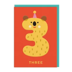 Age 3 Koala Birthday Card