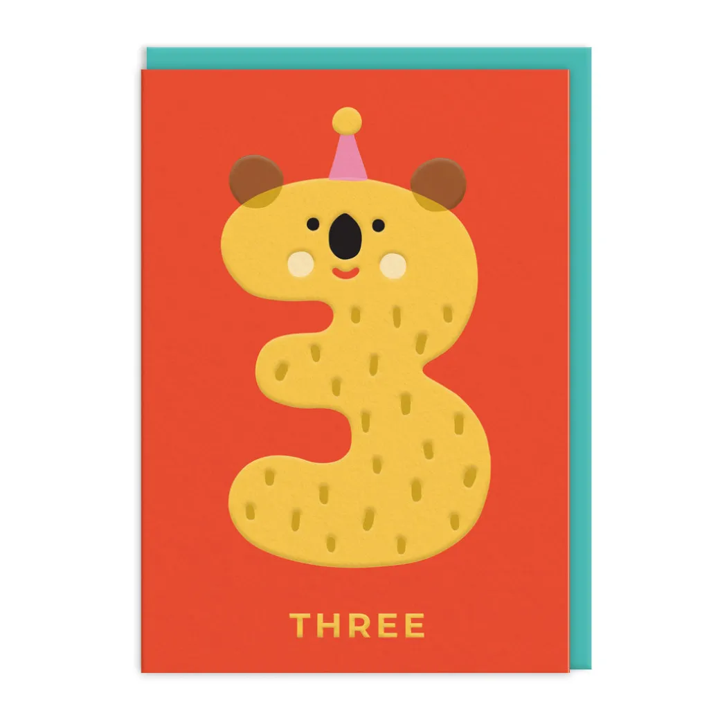 Age 3 Koala Birthday Card