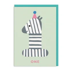 Age 1 Zebra Birthday Card