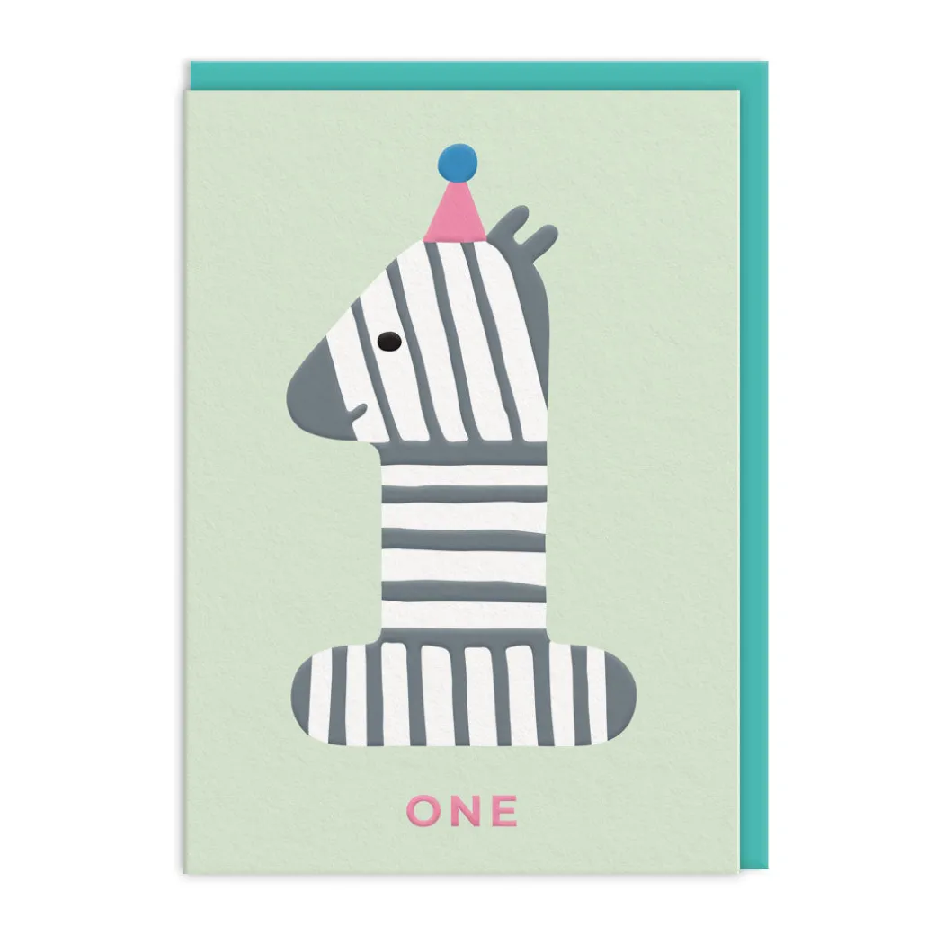 Age 1 Zebra Birthday Card