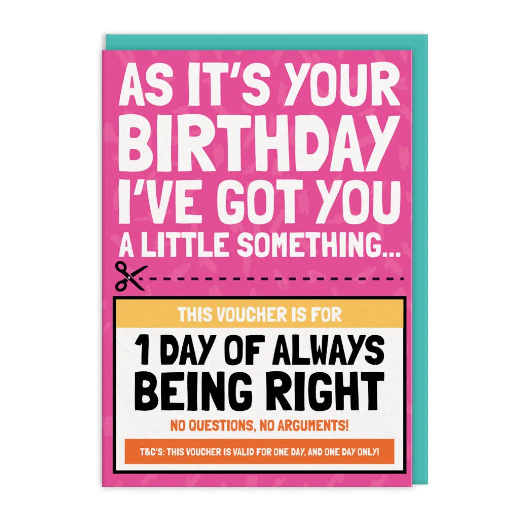 Always Right Voucher Birthday Card πππ | Ohh Deer