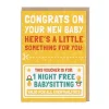 Babysitting Voucher New Baby Card - AbiGoLucky | Ohh Deer