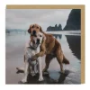 Beach Dogs Hug Greeting Card