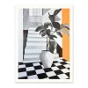 Black White & Orange Interior 1 Riso Print (8x6)