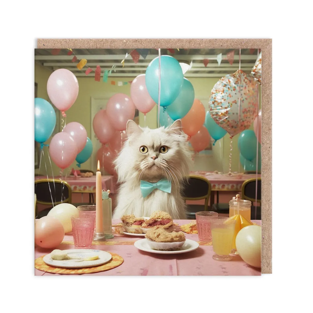 Cat At Table Birthday Card - Say Cheese | Ohh Deer