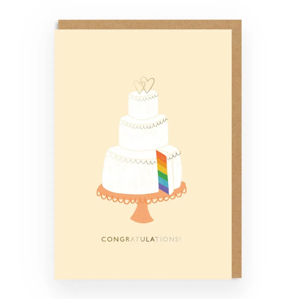 Congratulations Rainbow Wedding Cake Greeting Card