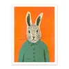 Cute Neon Rabbit Riso Print (8x6)