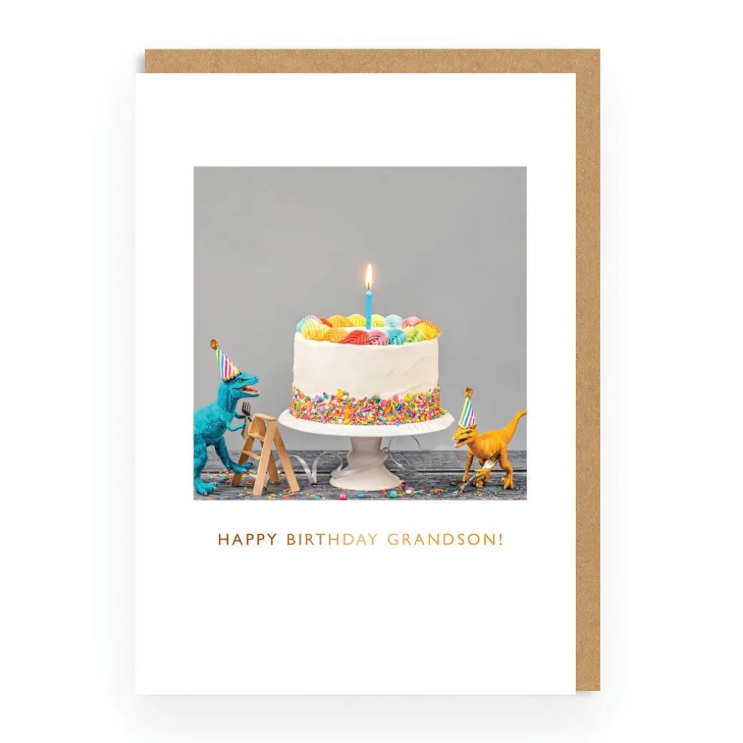 Dinosaurs & Cake Grandson Birthday Card 🦖 | Ohh Deer