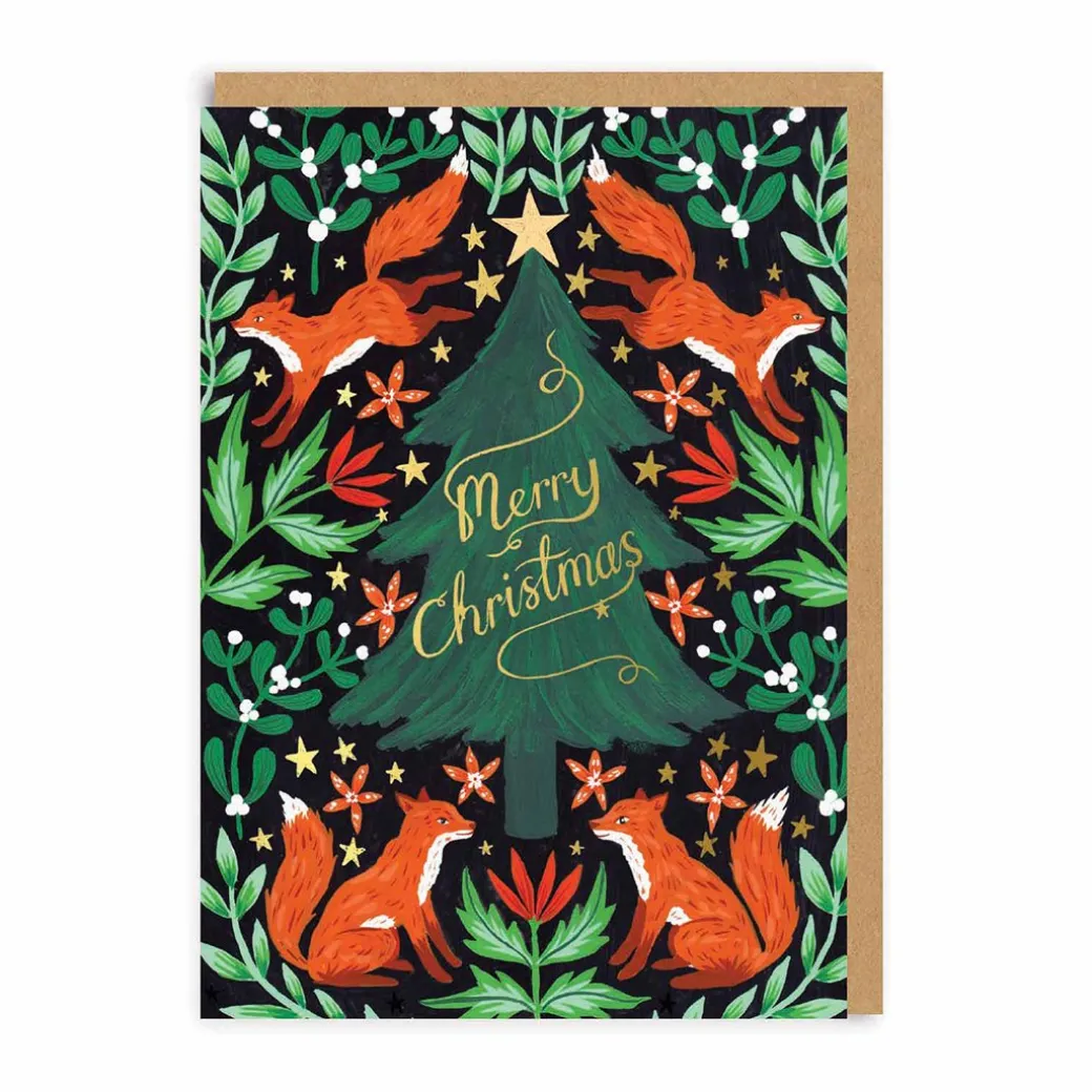 Fox Christmas Tree Christmas Card