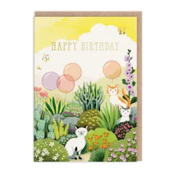 Garden Cats Birthday Card