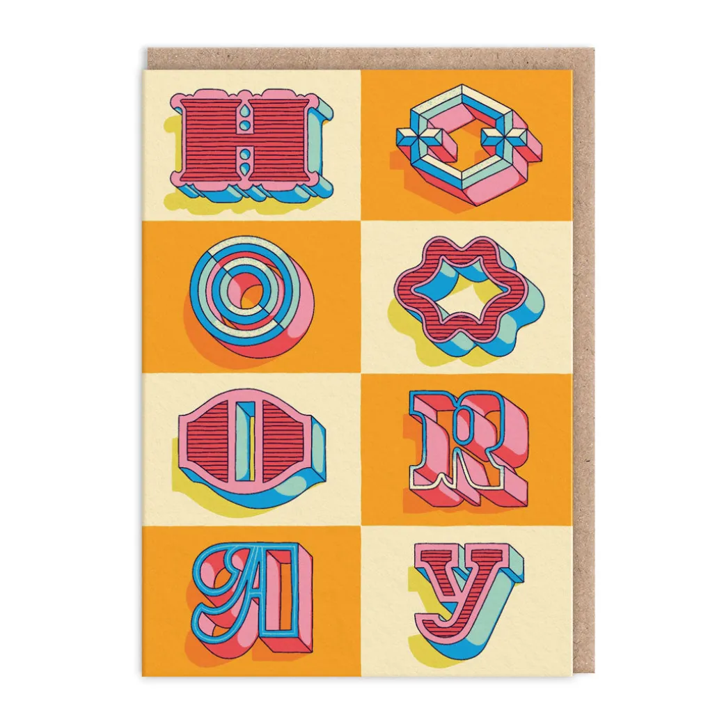 Hooray Typographic Greeting Card - Frieda Ruh | Ohh Deer