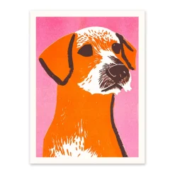 Mid Century Border Terrier Riso Print (8x6)