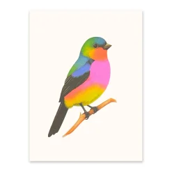 Neon Bird on a Branch Riso Print (8x6)