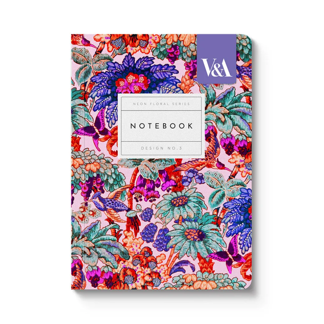 Neon Floral Coral Jungle A6 Premium Paperback Notebook