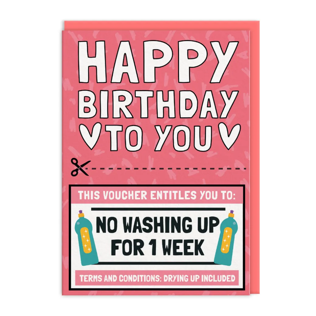 No Washing Up Voucher Birthday Card 🍽️ | Ohh Deer