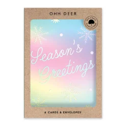 Pack of 6 Christmas Cards - Seasons Greetings Holographic