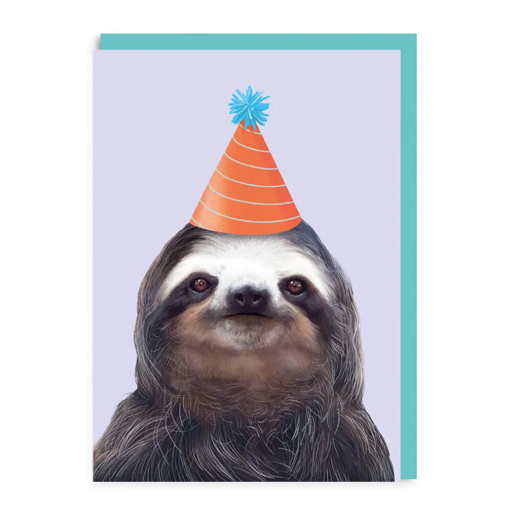 Party Hat Sloth Greeting Card | Ohh Deer
