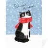 Personalised Black and White Cat Red Scarf Christmas Card | Ohh Deer