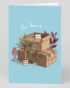 Personalised Cat Boxes New Home Card