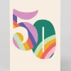 Personalised Colourful Rainbow Numbers 50th Birthday Card