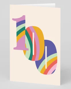 Personalised Colourful Rainbow Striped 100th Birthday Card | Ohh Deer