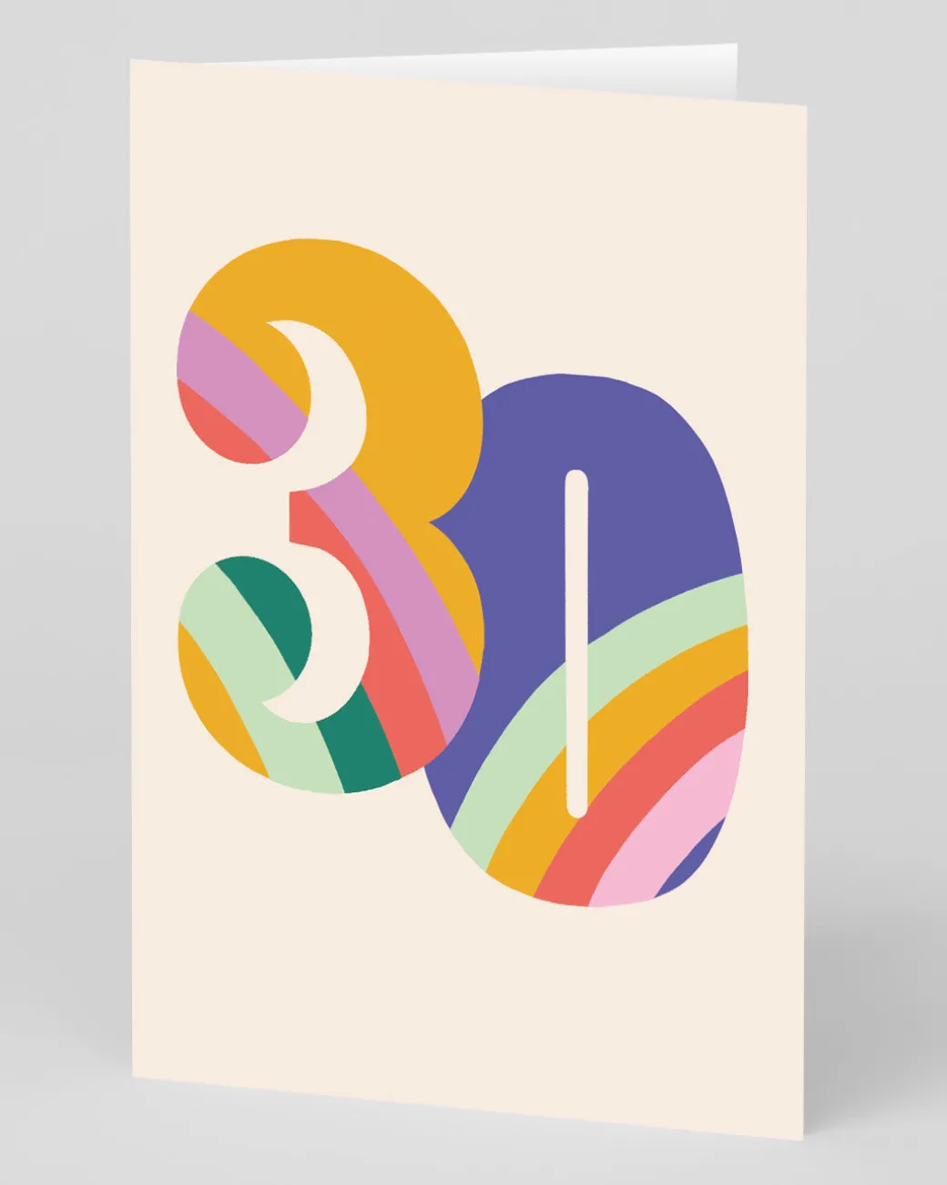 Personalised Colourful Rainbow Numbers 30th Birthday Card