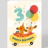 Personalised Hotdog Car 3rd Birthday Card
