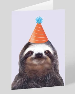 Personalised Party Hat Sloth Greeting Card | Ohh Deer