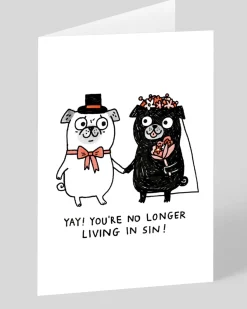 Personalised You're No Longer Living In Sin Wedding Card | Ohh Deer