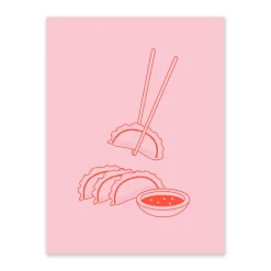 Pink and Red Gyoza 1 Riso Print (8x6)