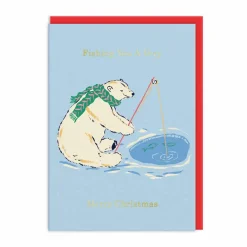 Polar Bear Fishing You A Merry Christmas Card | Ohh Deer