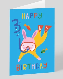 Scuba Diving Rabbit 3rd Birthday Card | Ohh Deer