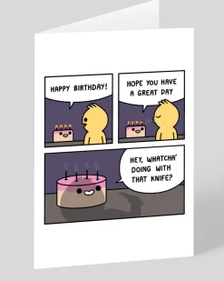 Whatcha' Doing With That Knife? Birthday Card | Ohh Deer
